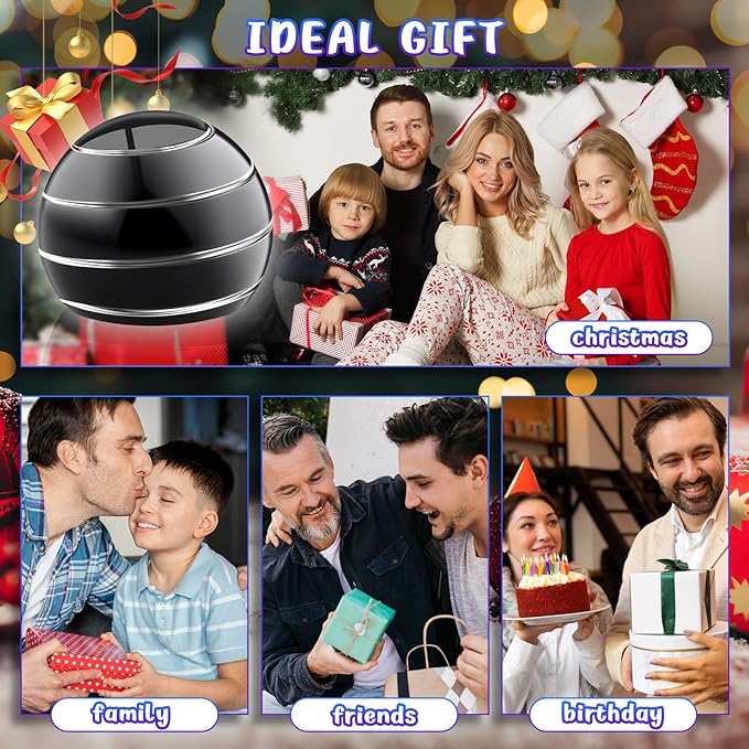 Fidget Spinner Desktop Toys - Kinetic Spinning Ball for Anxiety & ADHD Relief, Optical Illusion Fidget Toys for Adults, Kids, Parents & Friends, Metal Fidgets for Office & Home (1.54in Black)