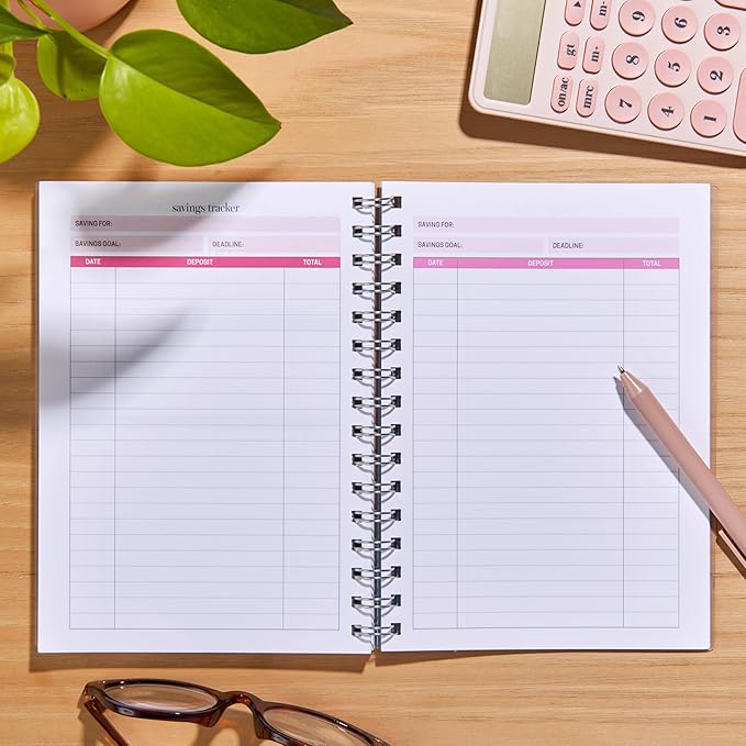 Erin Condren Inspired by Erin Condren Budget Planner, 12-Month Undated Spiral Financial Planner, Compact A5 Monthly & Weekly Budget Tracker with Layers Cover