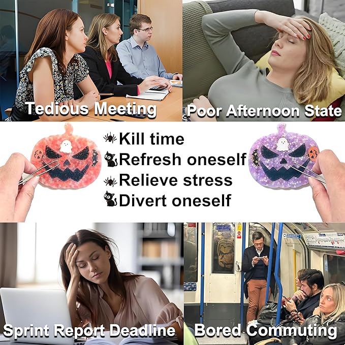 Halloween Stress Relief Desk Gadget - Skin Picking Fidget Pad for Office & Focus, Upgraded Silicone, Adult Sensory Tool (2-Pack)