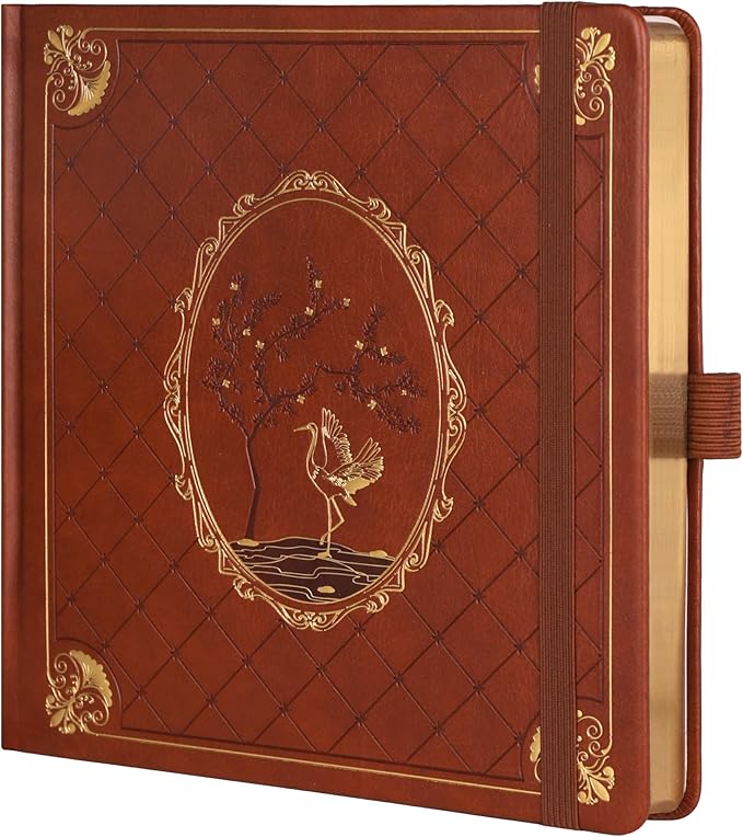 TIEFOSSI Dotted Journal Notebook, Dot Grid Notebook for Women Men, Hardcover PU Leather Journal, 160 GSM Thick Paper, 160 Numbered Pages with Gold Edges, 8 x 8 Square Diary