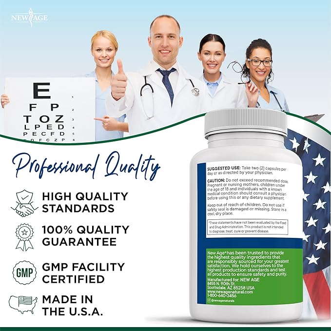 NEW AGE AREDS 2 Eye Vitamin Contains Bilberry 6000mg Lutein (32mg), Grape seed (6000 mg), Eyebright (1000 mg), and Zeaxanthin (8 mg) - 120 Count