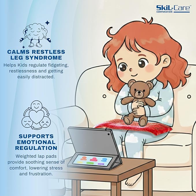 Skil-Care Weighted Rectangular Lap Pad Blue Gel, 7lbs - Vinyl Covered, Heat Sealed, Calming Sensory Aid, Wipe Clean, Calms User, 914508