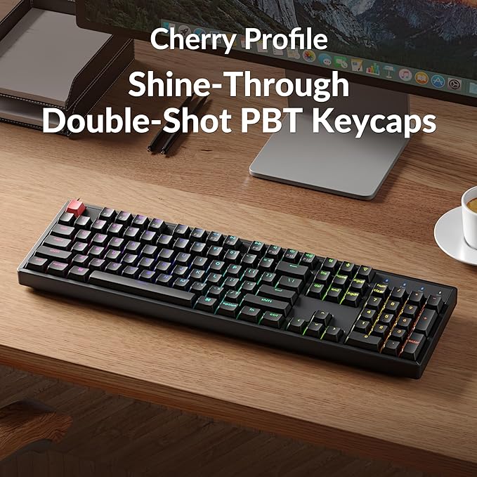 Keychron K10 Full Size 104 Keys Bluetooth Wireless/USB Wired Mechanical Gaming Keyboard for Mac with Keychron Super Brown Switch/RGB Backlight/Computer Keyboard for Windows, Aluminum Frame(Version 2)