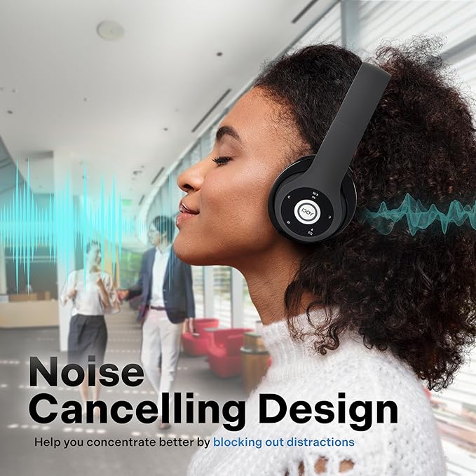 iJoy Bluetooth Headphones Over Ear, Wireless and Wired Foldable Headset Built-in Microphone, FM, Micro SD Card Slot - (Green) Adults Kids Men Women