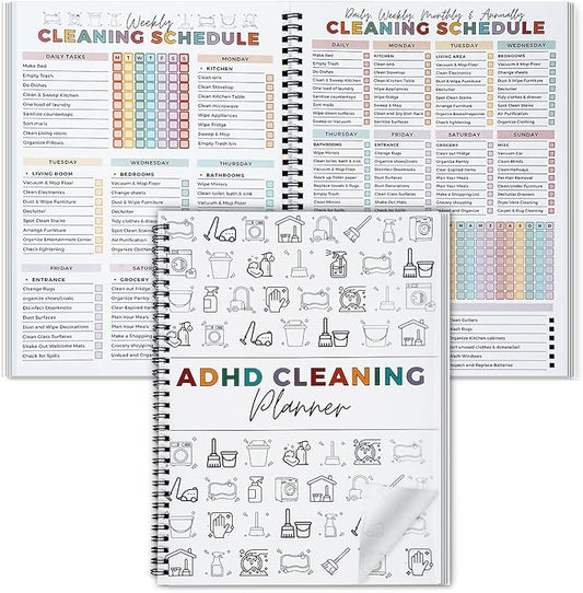 Cleaning Planner, Cleaning Schedule and Checklist Organizer, Daily Weekly Monthly Household Cleaning Planner, Chore Chart Notebook for Home, Family Cleaning Tasks, DIY Home Improvement, Editable Template