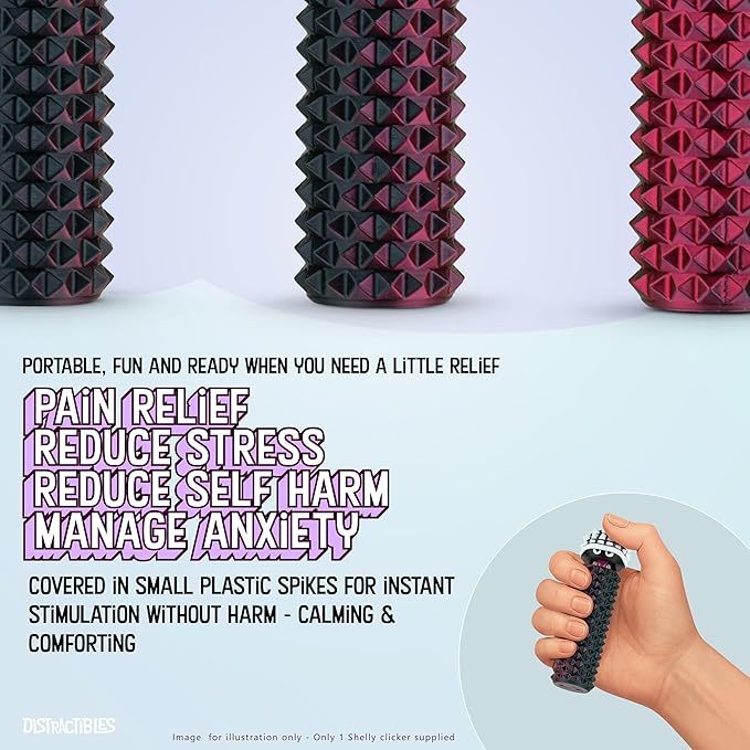 Shelly - Sensory Fidget Toy, Textured Pain Stim Device, Stress Relief for Focus and Concentration (Neon Crimson)