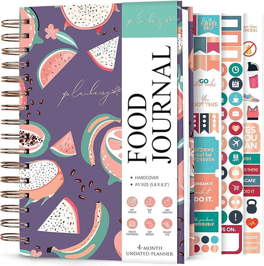 PLANBERRY Food Journal Premium – Nutrition Planner – Diet & Calorie Tracker – Meal & Exercise Diary – Weight Loss Journal (Tropical Fresh)