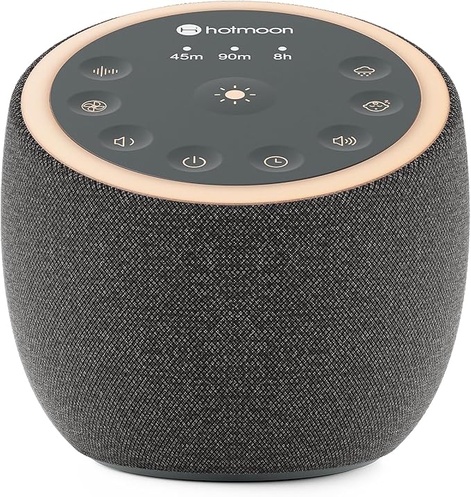 Hotmoon Sound Machine with 40 High-Fidelity Sounds, White Noise Sound Machine with Memory Functions, 8 Color Night Light, USB Power Supply, for Sleep & Noise Reduction Sleep Aid, Plug-in (Iron Black)