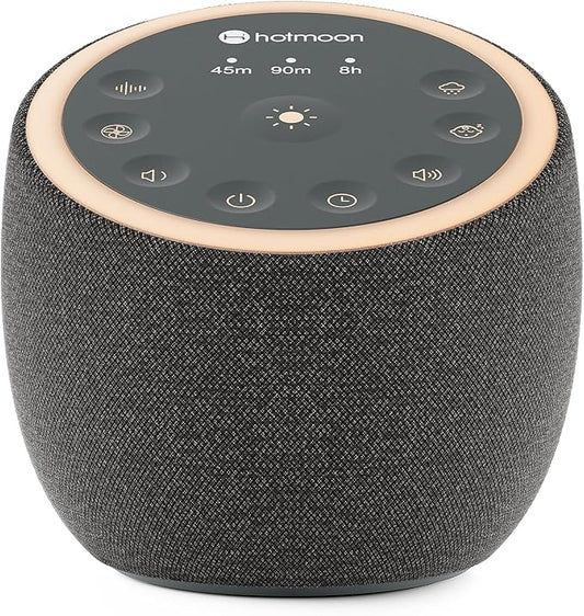 Hotmoon Sound Machine with 40 High-Fidelity Sounds, White Noise Sound Machine with Memory Functions, 8 Color Night Light, USB Power Supply, for Sleep & Noise Reduction Sleep Aid, Plug-in (Iron Black)