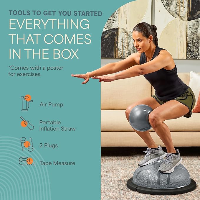 Lifepro Half Balance Ball Trainer - Stability Ball for Exercise, Full-Body Workouts, Home Gym, and Physical Therapy - Non-Slip Equipment for Balance Training