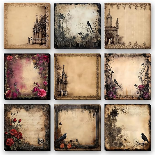 9 Pieces Gothic Style Sticky Notes Self-Adhesive Gothic Style Design Note Pads Gothic Style Sticky Memo Notes for School Office Home Supplies Students Teachers Gift