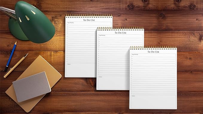 Better Office Products To Do List Notepad, 8.5" x 11", Planning Note Pad, 50 Sheets, Double Wire Spiral, Daily Agenda Productivity Checklist Organizer,(3 Pack)