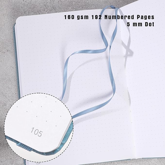 TIEFOSSI Bullet Dotted Notebook, 160gsm Thick Paper, Hardcover Dot Grid Journals for Women Men, 192 pages, for Travel, School and Office Use