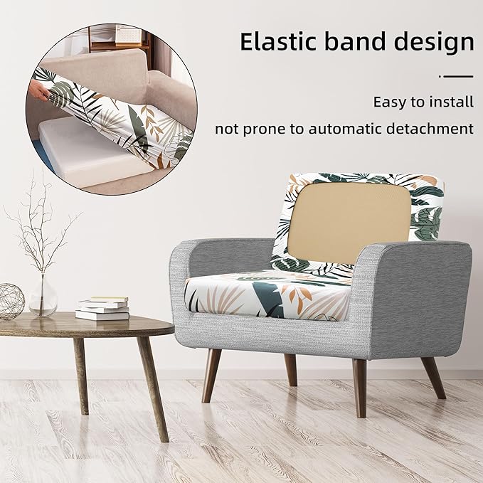 8Pcs Stretch Patio Cushion Covers,Outdoor Couch Covers Replacement,Outdoor Couch & Sofa Slipcovers,for Patio Furniture Cushion Covers,Washable Reusable Furniture Protector(coconut trees,Cover Only)