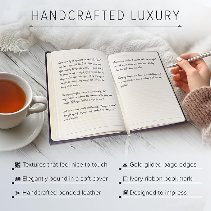 Gallery Leather Journal - Crafted in Maine, USA - Elegant Leather Writing Notebook with 192 Lined Pages - A Timeless Space for Your Thoughts - Acadia Black, 8x5.5, Desk Lined