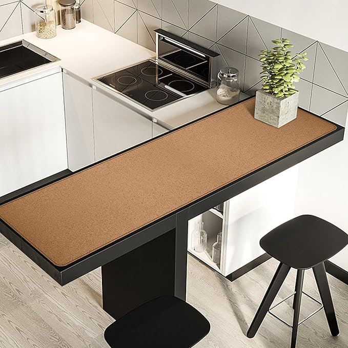 MAIDERN 63”x 15.7” Leather Desk Pad, Large Desk Mat, Cork & Leather Large Mouse pad for Desk, Waterproof Computer Desk Pad for Gaming Home Office (Black) …