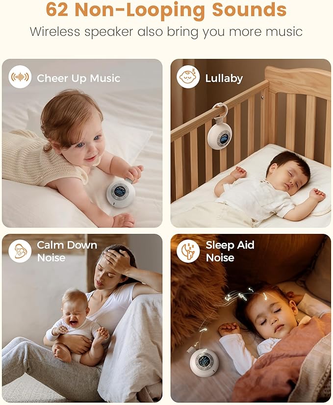 Glocusent Sound Machine for Sleep, 62 Soothing Sounds & 30 Hours Long Lasting White Noise Machine for Sleeping - Sleep Sound Timer Therapy for Baby Kids and Adults