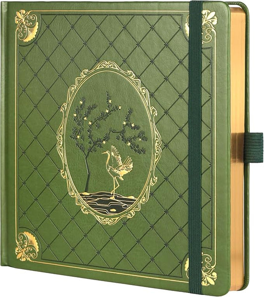 TIEFOSSI Dotted Journal Notebook, Dot Grid Notebook for Women Men, Hardcover PU Leather Journal, 160 GSM Thick Paper, 160 Numbered Pages with Gold Edges, 8 x 8 Square Diary