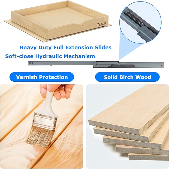 WelFurGeer Soft Close Pull Out Drawers for Cabinets, 14" W x 22" D Pull Out Cabinet Drawer with Heavy Duty Slides, Pull Out Cabinet Organizer, Cabinet Roll Out Drawers, Pull-Out Home Organizers