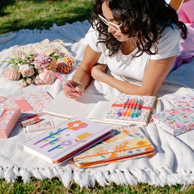 Orange Circle Studio Undated Tri-Tab Academic Planner 2026, Faire Flowers, Daily Notebook Journal, Cute Weekly and Monthly Calendar with Pocket, Stickers, Lined Pages for To Do lists and Planning