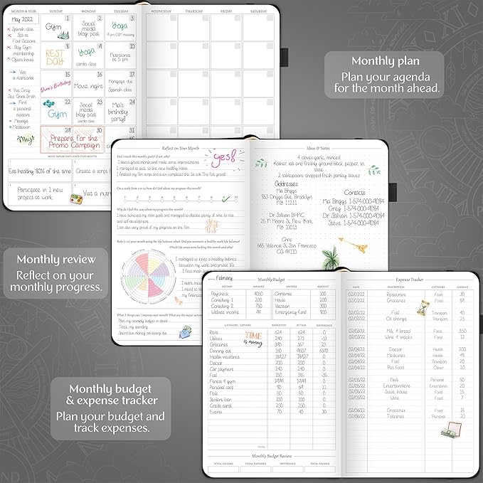 Legend Weekly Planner Premium – Undated Weekly, Monthly & Budget Planner – Life Organizer for Time Management & Productivity, A5 (Black, New Cover)