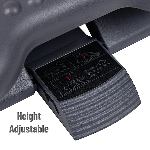 Mind Reader Foot Rest, Under Desk at Work, Ergonomic, Height Adjustable, Office, Plastic, 18" L x 13.5" W x 6.5" H, Black (Pack of 5)