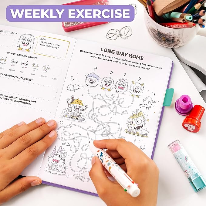 Clever Fox Kids’ Journal – Daily Feelings & Gratitude Notebook for 8+ Children – Child’s Planner & Mood Tracker for Journaling & Writing (Lavender)