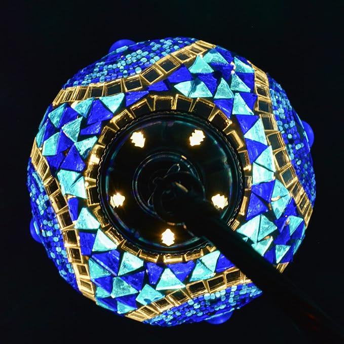 mozaist Turkish Mosaic Swan Neck Table Lamp, Moroccan Boho Style Sea Blue Gooseneck Rustic Home Décor, Tiffany Bohemian Bedside Farmhouse Desk Light with E12 Socket & US Plug (Evil Eye Blue)