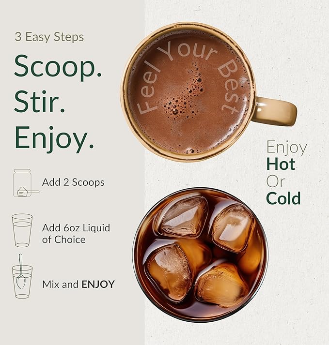 BIOptimizers Mushroom Coffee Alternative – Chocolate Drink – Lion’s Mane, Chaga, Reishi + Collagen Peptides for Focus, Energy & Gut Health – Adaptogenic Mushrooms & MCT Powder – 15 Servings