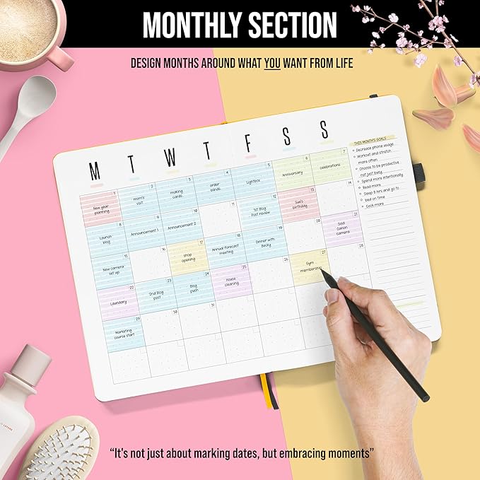 Daily Planner 2025 (Undated) | B5 Dotcross | Your All in One Day Organizer, At A Glance Weekly Agenda, Yearly Calendar Book | Planners for Personal, Professional, Academic & Work Goals and Schedule