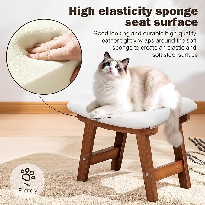 Foot Stool with Leather Cover,Foot Rest Made of Wooden for Couch,Bench,Sofa,Under Office Desk