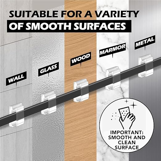 AGPTEK Ethernet Cable Clips, 100 PCS Adhesive Wire Clips, Flat Cord Clips Small Cable Holder Management for Home Wall Flat Ethernet Network Cord Organizer, Decoration Fairy Light Sticky Hooks, Clear