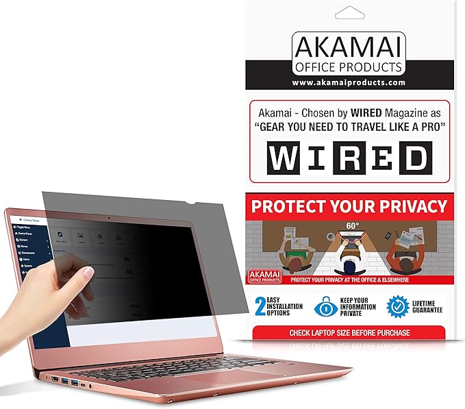 Akamai 13.3 Inch Computer Privacy Screen (16:9) - Blue Light Protector - Laptop Anti Glare Screen