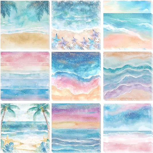 9 Pieces Beaches Sticky Notes Self-Adhesive Beaches Style Design Note Pads Beaches Style Sticky Memo Notes for School Office Home Supplies Students Teachers Gift