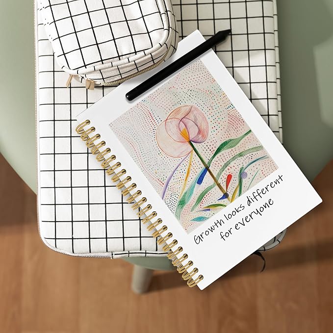 Mental Health Motivational Journal Notebook, Inspirational School Office Supplies for Students Coworker, Growth Looks Different for Everyone Hardcover Spiral Notebook 5.5x8.3 Inch