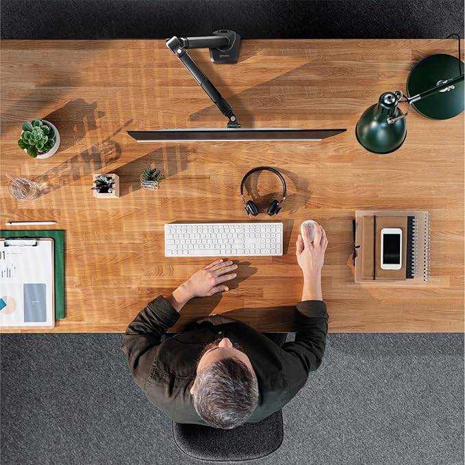 ONKRON Single Monitor Desk Mount for 13-34 Inch Screens, Up to 22 lbs, PC Monitor Arm, Gas Spring, 75x75 & 100x100 VESA, Full Motion, Black