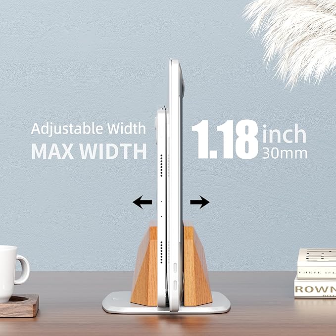 Vertical Laptop Stand - Wooden Adjustable Laptop Holder,Desktop Dock Compatible with All MacBook, Surface,Chromebook,Dell & More(Beechwood)