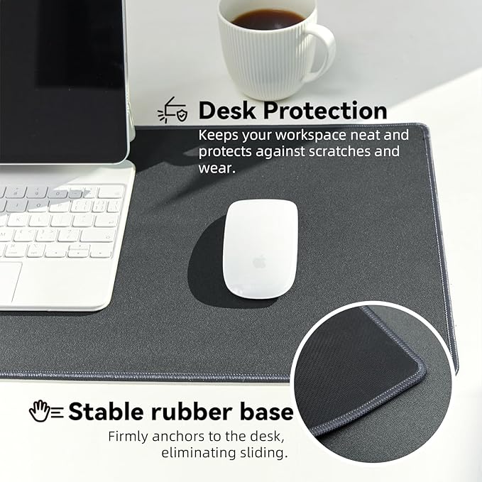 Waterproof Large Gaming Mouse Pad with Durable Stitched Edges, Non-Slip Rubber Base, Smooth Surface Mouse Mat Desk Pad for Home Office Gaming, 35.4"x15.7"x0.12", Dark Gray