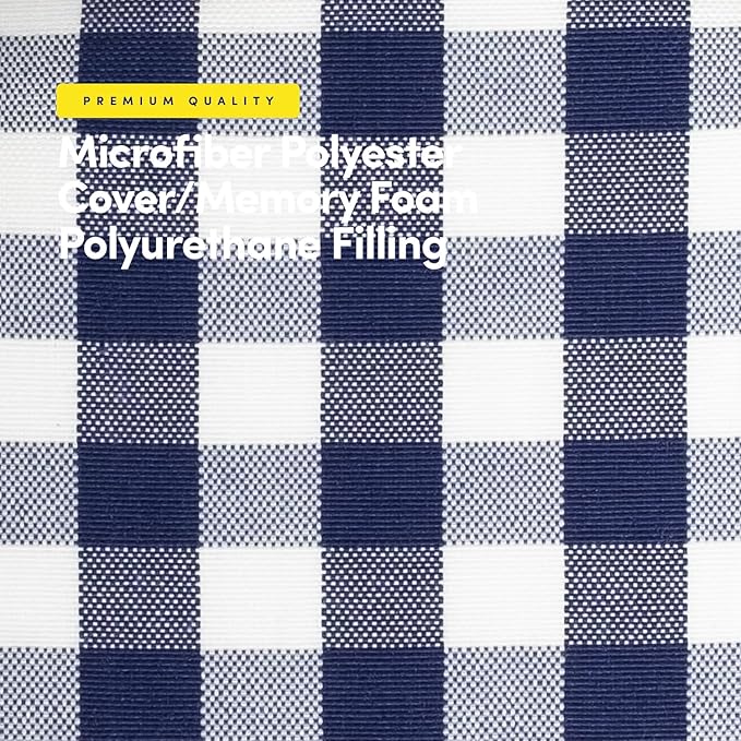 Sweet Home Collection Chair Cushion Memory Foam Pads Tufted Slip Non Skid Rubber Back U-Shaped 17" x 16" Seat Cover, 12 Pack, Checkered Navy/White