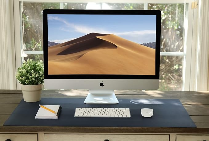 Vine Creations Leather Desk Mat Large 44" x 22", Desk Protector Mat, PU Leather Desk Pad, Large Mouse Pad, Desk Blotter, Desk Pads on Top of Desks, Desk Matt for Desktop, Office Desk Mat (Dark Blue)