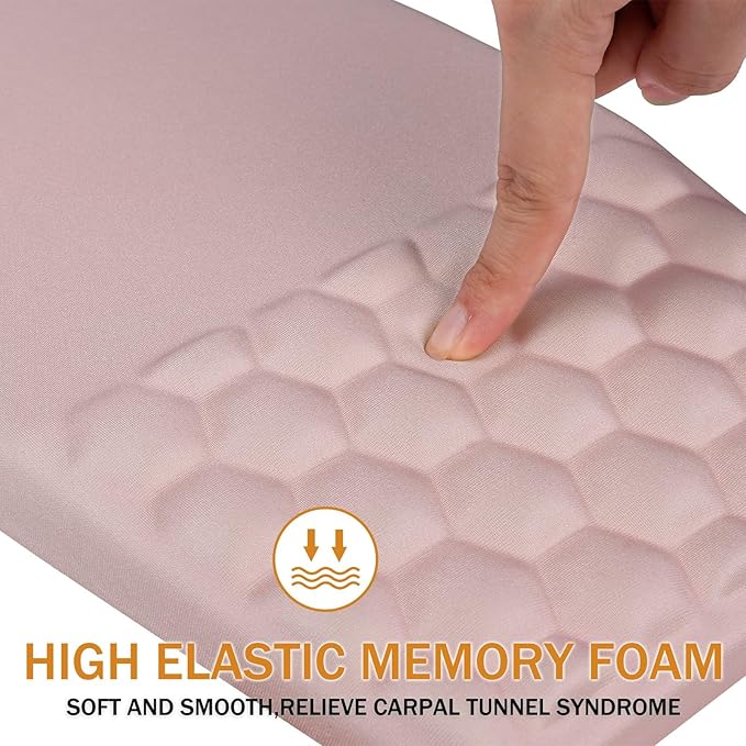 Ergonomic Mouse Pad Wrist Support,Upgrade Mousepad with Massage Design,Non-Slip PU Base Desktop Mouse Pads for Pain Relief, Computer, Office & Home,12 x 8 in（E-Pink）