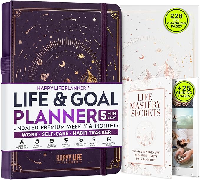 Life Mastery Planner - A 12 Month Journey to Crush Your Goals, Increase Productivity, Passion, Success & Happiness - Weekly & Monthly Life Planner, Habit-Tracker, Gratitude Journal & Organizer, A5