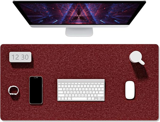 Auhoahsil Felt Desk Mat, Minimalist Large Mouse Pad XXL 35.5 x 15.7 in, Desk Matt for Desktop, Keyboard, Laptop, Computer, Office, Work from Home, Gaming, Red