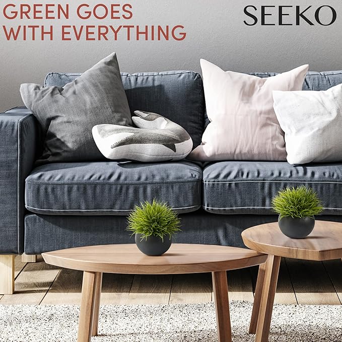 SEEKO Succulents Artificial Plants (2 Pack) Indoor Fake Desk Plants for Shelf Decor