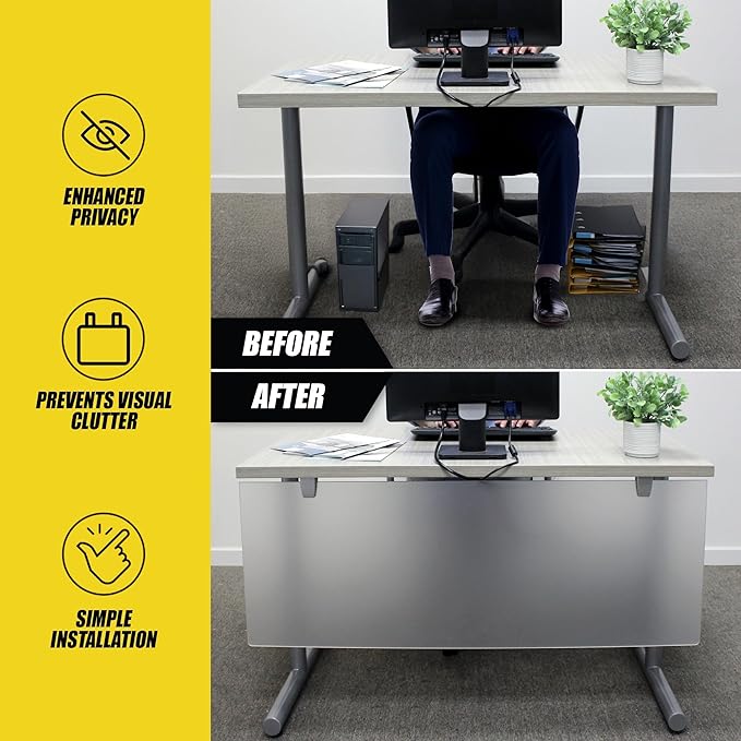 OBEX Table Mounted Modesty Panel Acrylic Desk Privacy Panel & Barrier for Office Cubicle, 18" x 66", Frosted