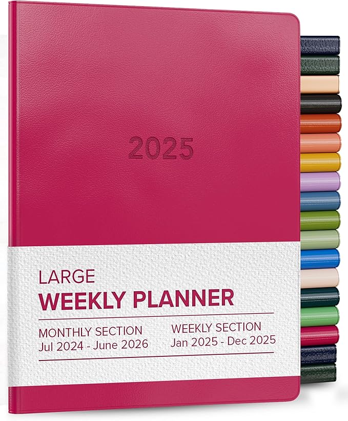Harbor Large Weekly Monthly Planner 2025 - Calendar Planner and Notebook, Durable Faux Leather, 192 Pages, Softcover & Book Bound - Cambridge Orchid Flower - 9.75 x 7.5 "