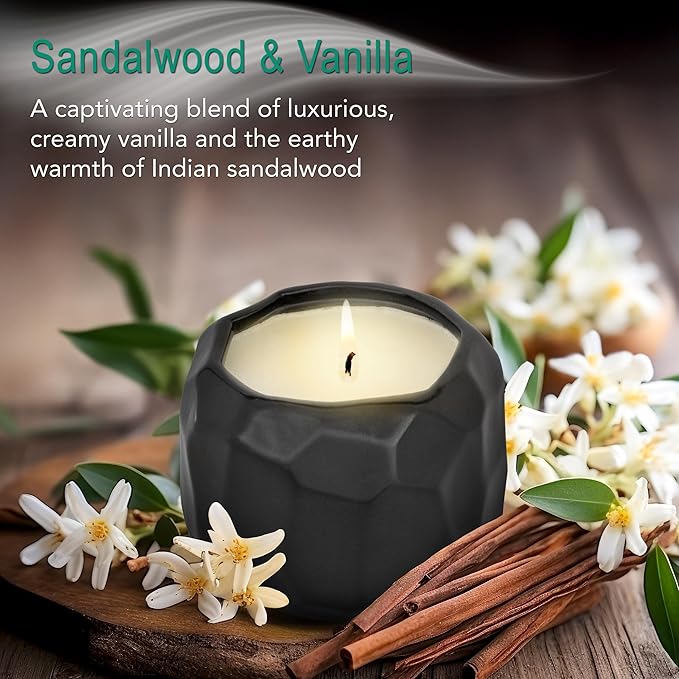 The Growing Candle, Sandalwood & Vanilla Scented, 13oz Ceramic Pot, Aromatherapy Candles for Home, 100% Soy, Emma
