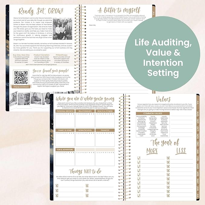 bloom daily planners 2025-2026 Academic Year Daily Planner (July 2025 - July 2026) - A5 Weekly & Monthly Calendar Agenda Organizer Book with Stickers - 5.5" x 8.25" - Midnight Sky