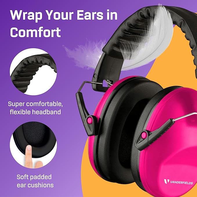 Vanderfields Hearing Protection Headphones - 26dB - Range Shooting Ear Protection - Noise Cancelling Ear Muffs for Adults
