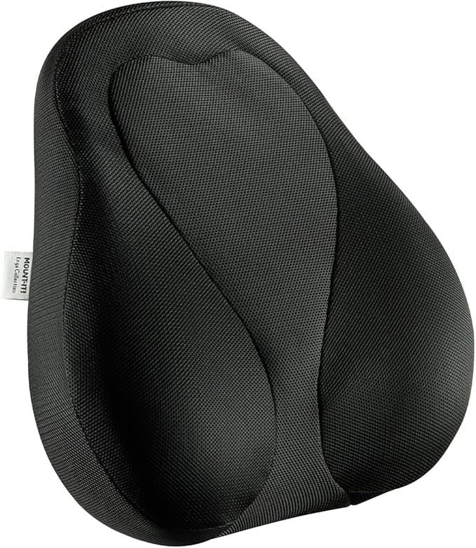 Mount-It! Office Chair Cushion, Lumbar Support Pillow for Office Chair, Back Support for Work, Office, Gaming with Memory Foam Filling for Back Pain Relief, Improve Posture, Black with Washable Cover